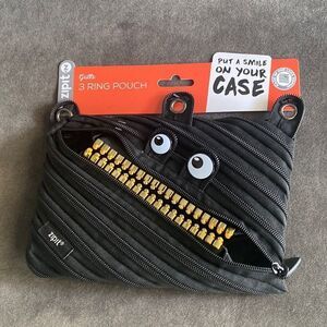Zipit Grillz Black Pencil Case fits on 3 Ring Binder Folder NWT